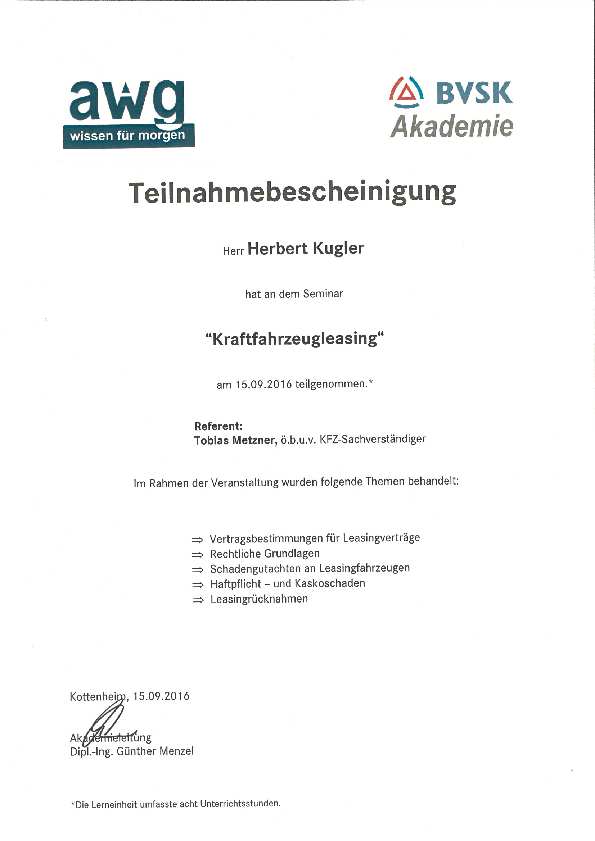 Kraftfahrzeugleasing