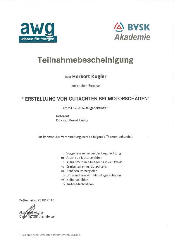 Erstellung von Gutachten bei Motorschäden