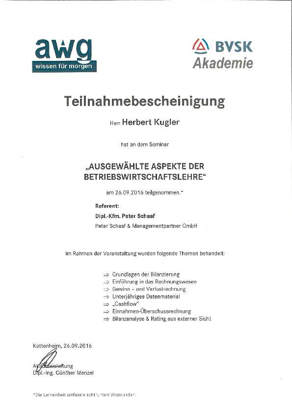 Ausgewählte Aspekte der Betriebswirtschaftslehre