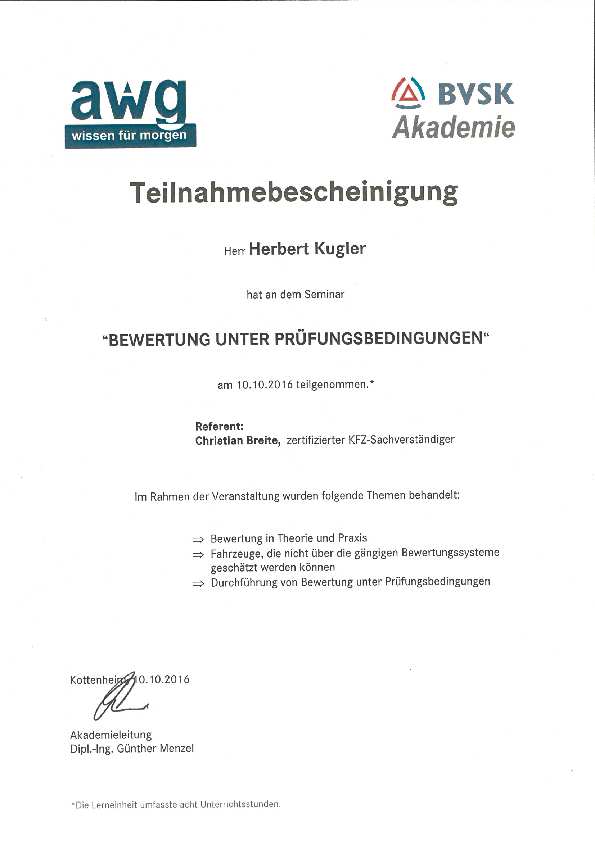 Bewertung unter Prüfungsbedingungen