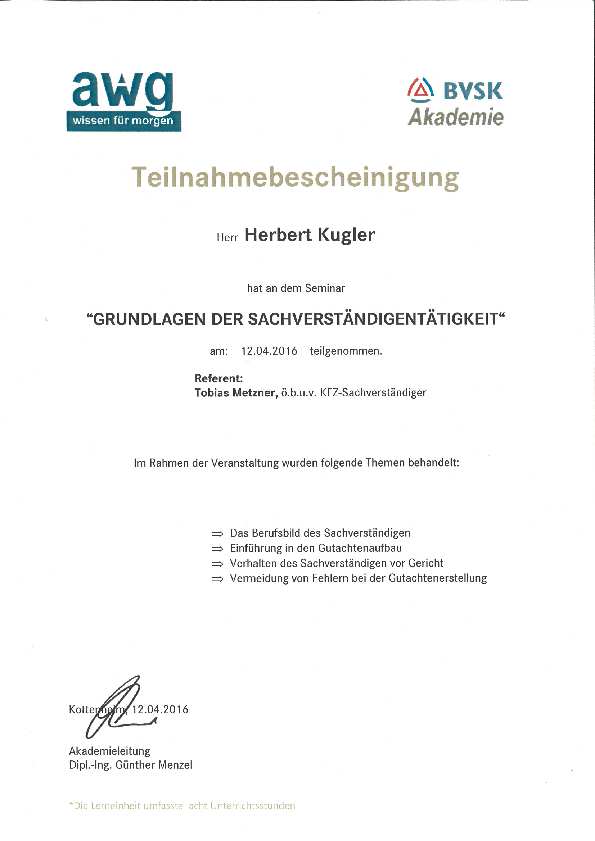 Grundlagen der Sachverständigentätigkeit