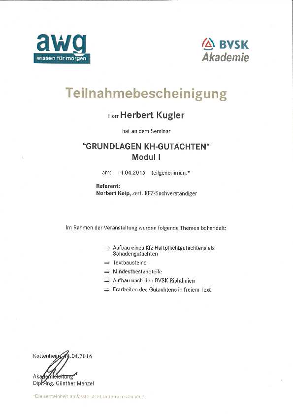 Grundlagen KH-Gutachten
