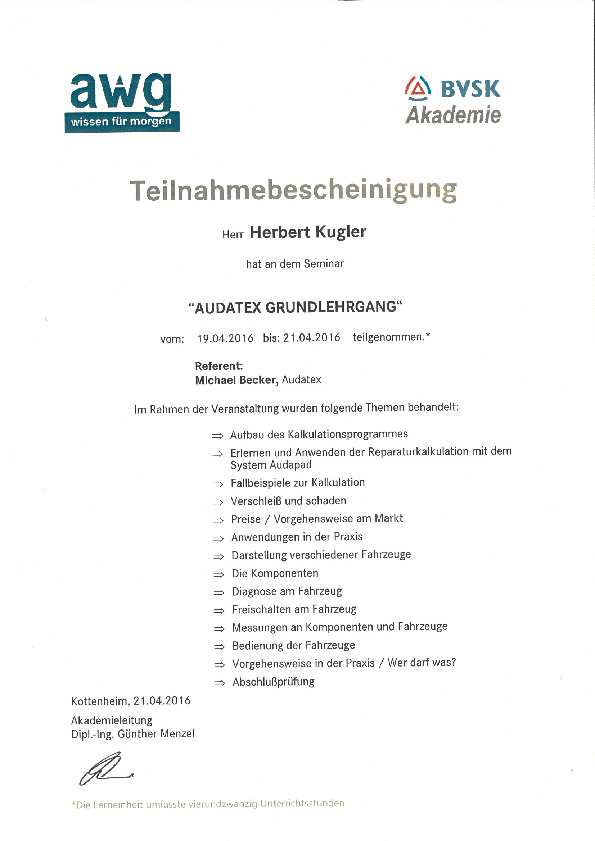 Audatex Grundlehrgang