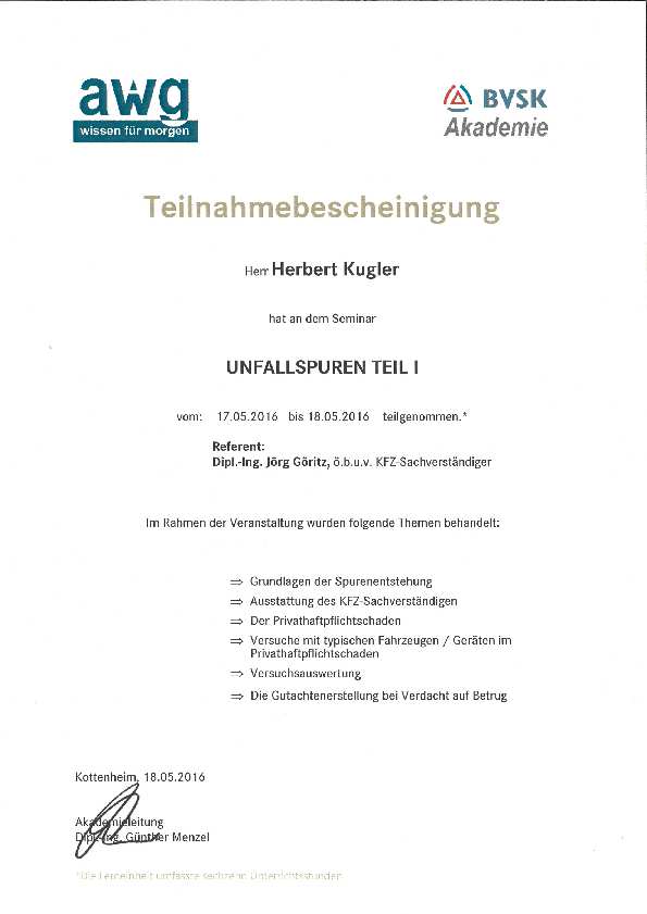 Unfallspuren Teil I