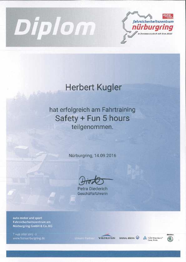 Fahrtraining „Safety + Fun 5 hours" – Fahrsicherheitszentrum Nürburgring (2016)