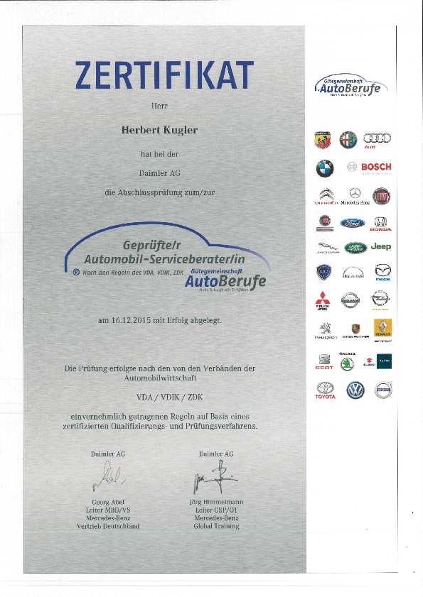 Geprüfter Automobil-Serviceberater (AutoBerufe, Daimler AG 2015)