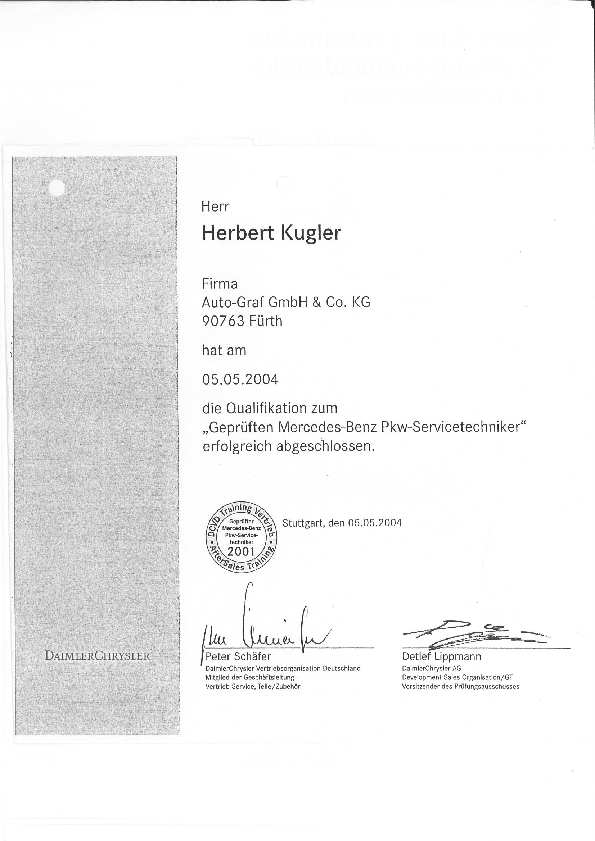 Geprüfter Mercedes-Benz Pkw-Servicetechniker (2004)