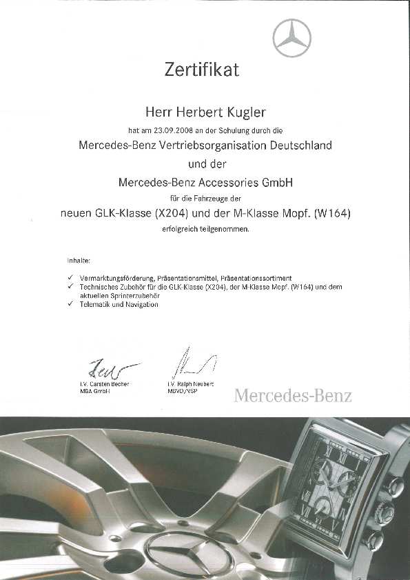 Schulung GLK-Klasse (X204) und M-Klasse Mopf (W164) – 2008