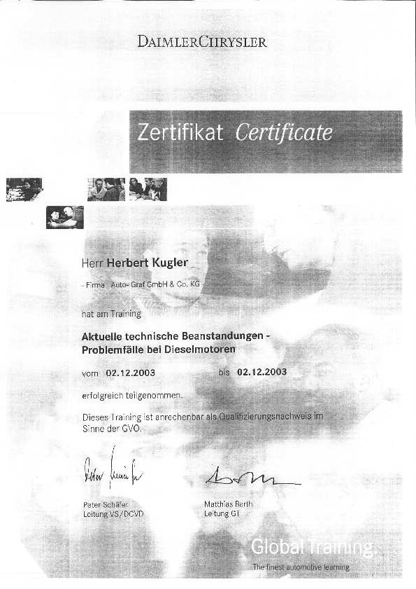 Aktuelle technische Beanstandungen – Problemfälle bei Dieselmotoren (2003)