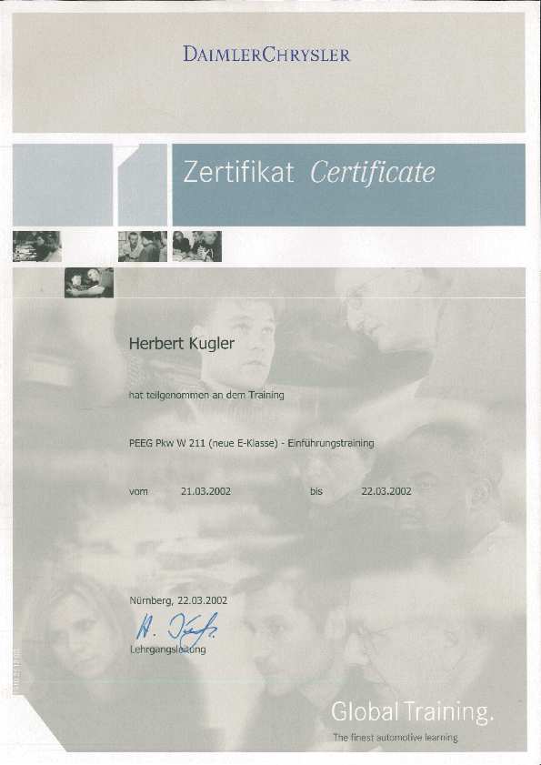 PEEG Pkw W 211 (neue E-Klasse) – Einführungstraining (2002)